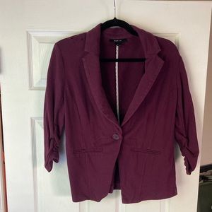 Purple One Button 3/4 Sleeve Ruched Blazer by Style & Co